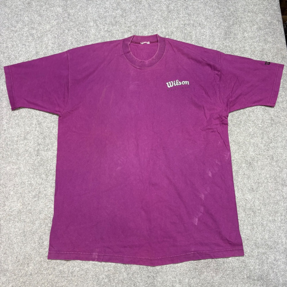 Vintage Wilson Athleticwear Purple T-Shirt Mens XL 90s Sportswear Logo Tee